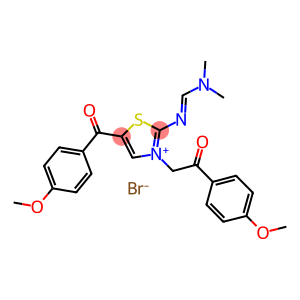 2-([(DIMETHYLAMINO)METHYLENE]AMINO)-5-(4-METHOXYBENZOYL)-3-[2-(4-METHOXYPHENYL)-2-OXOETHYL]-1,3-THIAZOL-3-IUM BROMIDE