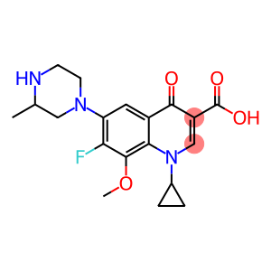 3-Quinolinecarboxylic acid, 1-cyclopropyl-7-fluoro-1,4-dihydro-8-methoxy-6-(3-methyl-1-piperazinyl)-4-oxo-