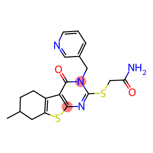 2-{[7-methyl-4-oxo-3-(3-pyridinylmethyl)-3,4,5,6,7,8-hexahydro[1]benzothieno[2,3-d]pyrimidin-2-yl]sulfanyl}acetamide