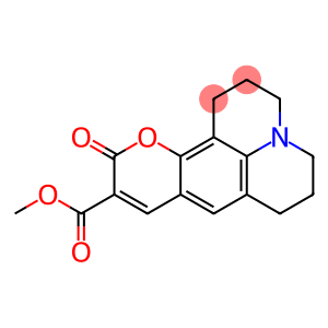 2,3,5,6-1H,4H-TETRAHYDRO-8-METHOXYCARBONYL-QUINOLIZINO- (9,9A,1-GH)COUMARIN