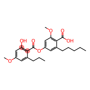 Benzoic acid, 2-hydroxy-4-methoxy-6-propyl-, 4-carboxy-3-methoxy-5-pentylphenyl ester