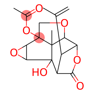 3,6-Methano-2,4,7-trioxacyclopenta[cd]cycloprop[a]azulen-5(1H)-one, 7b-(acetyloxy)octahydro-6a-hydroxy-7c-methyl-8-(1-methylethenyl)-, [2aS-(2aα,3α,6α,6aα,6bβ,7aβ,7bα,7cα,8S*)]- (9CI)