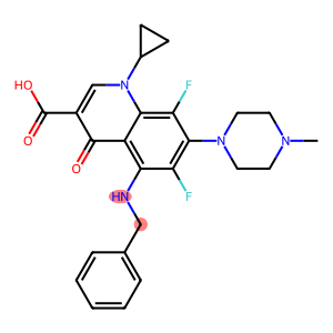 3-Quinolinecarboxylic acid, 1-cyclopropyl-6,8-difluoro-1,4-dihydro-7-(4-methyl-1-piperazinyl)-4-oxo-5-[(phenylmethyl)amino]-