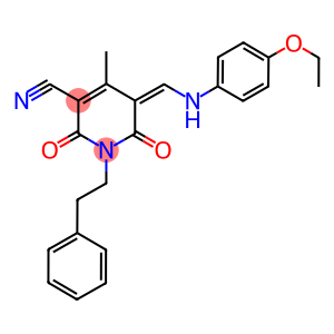 5-[(4-ethoxyanilino)methylene]-4-methyl-2,6-dioxo-1-(2-phenylethyl)-1,2,5,6-tetrahydro-3-pyridinecarbonitrile