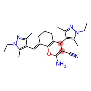 2-amino-4-(1-ethyl-3,5-dimethyl-1H-pyrazol-4-yl)-8-[(1-ethyl-3,5-dimethyl-1H-pyrazol-4-yl)methylene]-5,6,7,8-tetrahydro-4H-chromene-3-carbonitrile