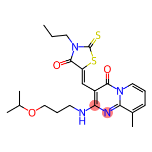 9-methyl-3-[(Z)-(4-oxo-3-propyl-2-thioxo-1,3-thiazolidin-5-ylidene)methyl]-2-{[3-(propan-2-yloxy)propyl]amino}-4H-pyrido[1,2-a]pyrimidin-4-one