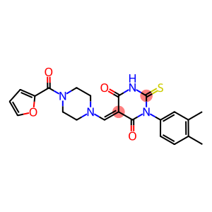 1-(3,4-dimethylphenyl)-5-{[4-(2-furoyl)-1-piperazinyl]methylene}-2-thioxodihydro-4,6(1H,5H)-pyrimidinedione