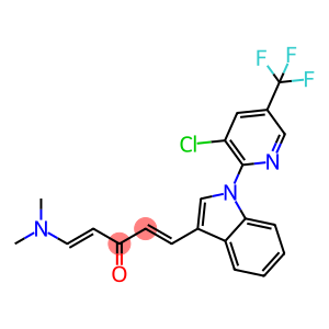 (1E,4E)-1-{1-[3-chloro-5-(trifluoromethyl)pyridin-2-yl]-1H-indol-3-yl}-5-(dimethylamino)penta-1,4-dien-3-one