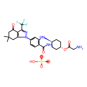 反式-4-((2-氨甲酰基-5-(6,6-二甲基-4-氧代-3-(三氟甲基)-4,5,6,7-四氢-1H-吲唑-1-基)苯基)氨基)环己基甘氨酸甲磺酸盐