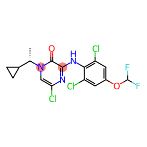 5-chloro-1-[(1S)-1-cyclopropylethyl]-3-[2,6-dichloro-4-(difluoromethoxy)anilino]pyrazin-2-one