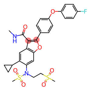 5-Cyclopropyl-2-[4-(4-fluoro-phenoxy)-phenyl]-6-[methanesulfonyl-(2-methanesulfonyl-ethyl)-amino]-benzofuran-3-carboxylic acid methylamide