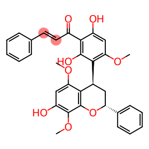 2-Propen-1-one, 1-[3-[(2R,4R)-3,4-dihydro-7-hydroxy-5,8-dimethoxy-2-phenyl-2H-1-benzopyran-4-yl]-2,6-dihydroxy-4-methoxyphenyl]-3-phenyl-, (2E)-