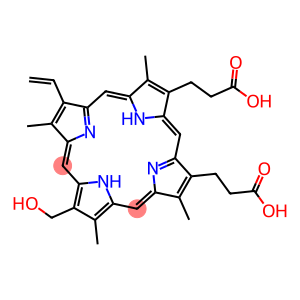 21H,23H-Porphine-2,18-dipropanoic acid, 7-ethenyl-12-(hydroxymethyl)-3,8,13,17-tetramethyl-