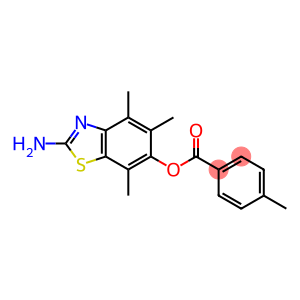 Benzoic  acid,  4-methyl-,  2-amino-4,5,7-trimethyl-6-benzothiazolyl  ester