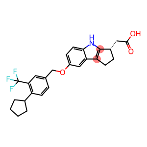 Cyclopent[b]indole-3-acetic acid, 7-[[4-cyclopentyl-3-(trifluoromethyl)phenyl]methoxy]-1,2,3,4-tetrahydro-, (3S)-