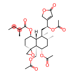 Butanoic acid, 2-methyl-, (1R,4R,4aR,5S,6R,8S,8aR)-8-(acetyloxy)-5-[(2S)-2-(acetyloxy)-2-(2,5-dihydro-5-oxo-3-furanyl)ethyl]-8a-[(acetyloxy)methyl]octahydro-5,6-dimethylspiro[naphthalene-1(2H),2'-oxiran]-4-yl ester, (2S)-