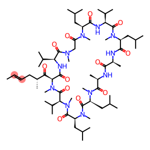 Cyclosporin A, 6-((R-(E))-6,7-didehydro-N,4-dimethyl-3-oxo-L-2-aminooctanoic acid)-7-L-valine-