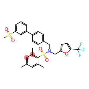 2,4,6-Trimethyl-N-[[3'-(methylsulfonyl)[1,1'-biphenyl]-4-yl]methyl]-N-[[5-(trifluoromethyl)-2-furanyl]methyl]benzenesulfonamide