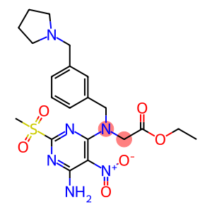 Glycine, N-[6-amino-2-(methylsulfonyl)-5-nitro-4-pyrimidinyl]-N-[[3-(1-pyrrolidinylmethyl)phenyl]methyl]-, ethyl ester