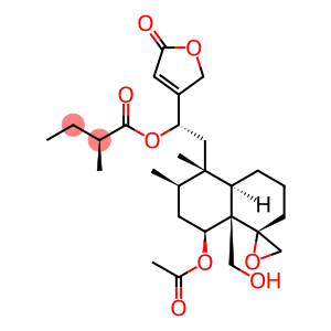 Butanoic acid, 2-methyl-, (1S)-2-[(1R,4aR,5S,6R,8S,8aR)-8-(acetyloxy)octahydro-8a-(hydroxymethyl)-5,6-dimethylspiro[naphthalene-1(2H),2'-oxiran]-5-yl]-1-(2,5-dihydro-5-oxo-3-furanyl)ethyl ester, (2S)-