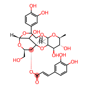 α-D-Glucopyranose, 3-O-(2,6-dideoxy-β-L-mannopyranos-2-yl)-1,1'-[1-(3,4-dihydroxyphenyl)-1,2-ethanediyl]-, 4-[(2E)-3-(3,4-dihydroxyphenyl)-2-propenoate]