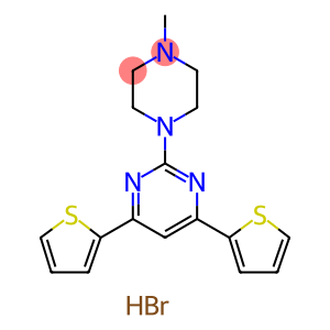 Pyrimidine, 2-(4-methyl-1-piperazinyl)-4,6-di-2-thienyl-, hydrobromide (1:1)