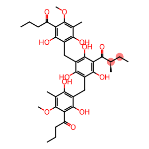 1-Butanone, 1-[3,5-bis[[2,6-dihydroxy-4-methoxy-3-methyl-5-(1-oxobutyl)phenyl]methyl]-2,4,6-trihydroxyphenyl]-2-methyl-, (R)- (9CI)