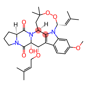 5H,12H-3,4-Dioxa-5a,11a,15a-triazacyclooct[lm]indeno[5,6-b]fluorene-11,15(2H,13H)-dione, 1,10,10a,14,14a,15b-hexahydro-10a-hydroxy-7-methoxy-2,2-dimethyl-10-[(3-methyl-2-buten-1-yl)oxy]-5-(2-methyl-1-propen-1-yl)-, (5R,10S,10aR,14aS,15bS)-