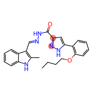 (E)-3-(2-butoxyphenyl)-N-((2-methyl-1H-indol-3-yl)methylene)-1H-pyrazole-5-carbohydrazide