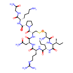 H-Cys-Ile-Ile-Arg-Asn-Cys-Pro-Lys-Gly-NH2 (Disulfide bond)