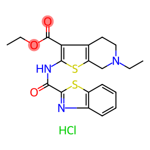 Thieno[2,3-c]pyridine-3-carboxylic acid, 2-[(2-benzothiazolylcarbonyl)amino]-6-ethyl-4,5,6,7-tetrahydro-, ethyl ester, hydrochloride (1:1)