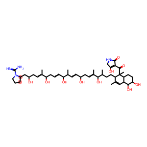 1-Pyrrolidinecarboximidamide, 2-[21-[1-[(2,5-dihydro-4-hydroxy-2-oxo-1H-pyrrol-3-yl)carbonyl]-1,2,4a,5,6,7,8,8a-octahydro-5,6-dihydroxy-1,3-dimethyl-2-naphthalenyl]-2,6,10,14,18-pentahydroxy-5,11,17,19-tetramethyl-4,8,12,16-heneicosatetraen-1-yl]-