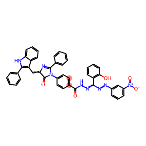 Benzoic acid, 4-[4,5-dihydro-5-oxo-2-phenyl-4-[(2-phenyl-1H-indol-3-yl)methylene]-1H-imidazol-1-yl]-, 2-[(2-hydroxyphenyl)[2-(3-nitrophenyl)diazenyl]methylene]hydrazide