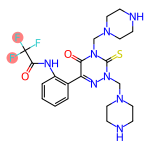 2,4-Di(piperazinylmethyl)-3-thioxo-6-(2-trifluoroacetylaminophenyl)-1,2,4-triazine-5(2H,4H)-one