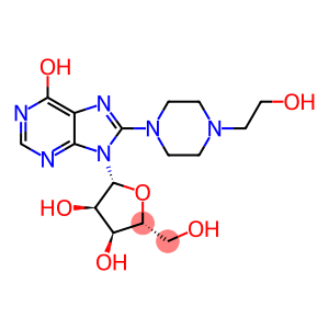 (2R,3R,4S,5R)-2-(6-Hydroxy-8-(4-(2-hydroxyethyl)piperazin-1-yl)-9H-purin-9-yl)-5-(hydroxymethyl)tetrahydrofuran-3,4-diol