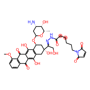 N-[(E)-[1-[(2S,4S)-4-[(2R,4S,5S,6S)-4-amino-5-hydroxy-6-methyloxan-2-yl]oxy-2,5,12-trihydroxy-7-methoxy-6,11-dioxo-3,4-dihydro-1H-tetracen-2-yl]-2-hydroxyethylidene]amino]-6-(2,5-dioxopyrrol-1-yl)hexanamide