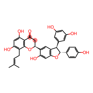 (2S)-5,7-Dihydroxy-2,3-dihydro-2α-[[(2R)-2β-(4-hydroxyphenyl)-3α-(3,5-dihydroxyphenyl)-6-hydroxy-2,3-dihydrobenzofuran]-5-yl]-8-(3-methyl-2-butenyl)-4H-1-benzopyran-4-one