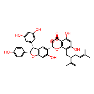 4H-1-Benzopyran-4-one, 2-[(2R,3R)-3-(3,5-dihydroxyphenyl)-2,3-dihydro-6-hydroxy-2-(4-hydroxyphenyl)-5-benzofuranyl]-2,3-dihydro-5,7-dihydroxy-8-[(2R)-5-methyl-2-(1-methylethenyl)-4-hexen-1-yl]-, (2S)-
