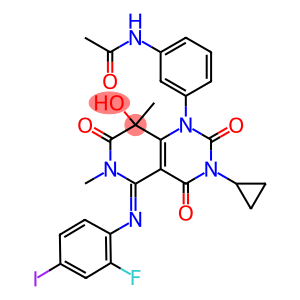 Acetamide, N-[3-[3-cyclopropyl-5-[(2-fluoro-4-iodophenyl)imino]-3,4,5,6,7,8-hexahydro-8-hydroxy-6,8-dimethyl-2,4,7-trioxopyrido[4,3-d]pyrimidin-1(2H)-yl]phenyl]-