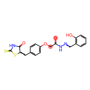 Acetic acid, 2-[4-[(4-oxo-2-thioxo-5-thiazolidinylidene)methyl]phenoxy]-, 2-[(2-hydroxyphenyl)methylene]hydrazide