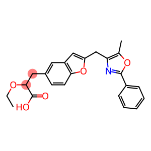 2-ethoxy-3-[2-[(5-methyl-2-phenyl-1,3-oxazol-4-yl)methyl]-1-benzofuran-5-yl]propanoic acid