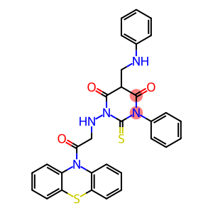 4,6(1H,5H)-Pyrimidinedione, dihydro-1-[[2-oxo-2-(10H-phenothiazin-10-yl)ethyl]amino]-3-phenyl-5-[(phenylamino)methyl]-2-thioxo-