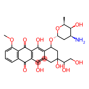5,12-Naphthacenedione, 10-((3-amino-2,3,6-trideoxy-alpha-L-lyxo-hexopyranosyl)oxy)-8-(1,2-dihydroxyethyl)-7,8,9,10-tetrahydro-6,8,11-trihydroxy-1-methoxy-
