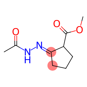 Cyclopentanecarboxylic acid, 2-(acetylhydrazono)-, methyl ester, (E)- (9CI)