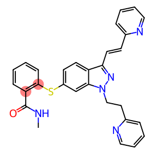 N-methyl-2-[3-[(E)-2-pyridin-2-ylethenyl]-1-(2-pyridin-2-ylethyl)indazol-6-yl]sulfanylbenzamide