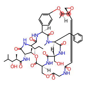 L-Serine, N-[(2R,3R)-3-hydroxy-2,4-dimethyl-1-oxopentyl]-L-threonyl-D-alloisoleucyl-(2S)-2-(4-hydroxyphenyl)glycyl-N-methyl-L-phenylalanyl-D-allothreonyl-O-[N-[(2E)-3-[(2S)-2-[(1R)-1-hydroxyethyl]-2-oxiranyl]-1-oxo-2-propen-1-yl]glycyl]-, (6→13)-lactone, cyclic (1'→3)-ether