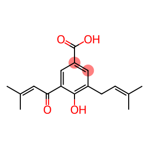 4-Hydroxy-3-(3-methyl-2-butenoyl)-5-(3-methyl-2-butenyl)benzoic acid