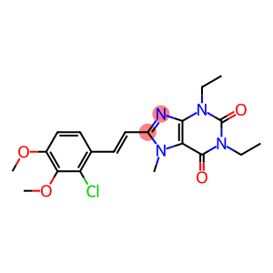 1H-Purine-2,6-dione, 3,7-dihydro-8-(2-(2-chloro-3,4-dimethoxyphenyl)et henyl)-1,3-diethyl-7-methyl-, (E)-
