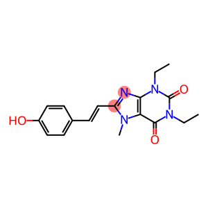 1H-Purine-2,6-dione, 3,7-dihydro-1,3-diethyl-8-(2-(4-hydroxyphenyl)eth enyl)-7-methyl-, (E)-