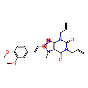 1H-Purine-2,6-dione, 8-[2-(3,4-dimethoxyphenyl)ethenyl]-3,7-dihydro-7-methyl-1,3-di-2-propenyl-, (E)- (9CI)